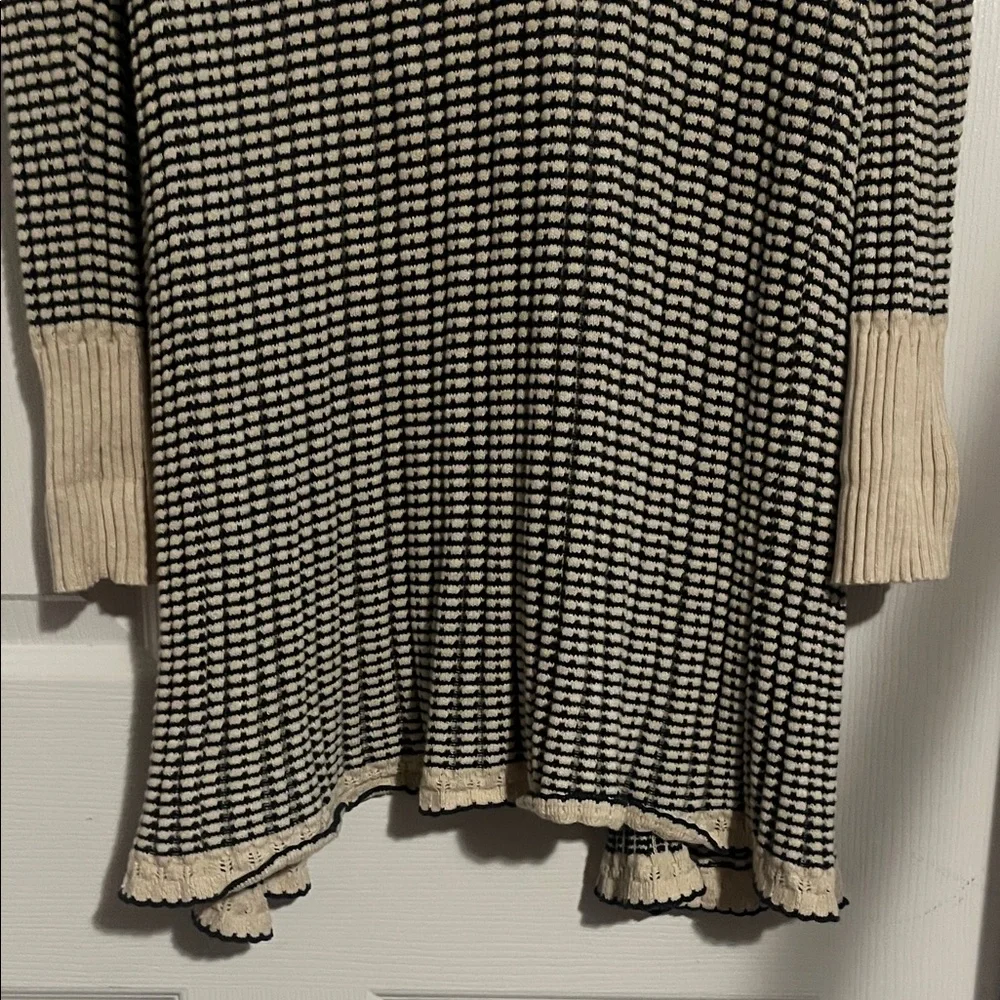Eddie Bauer Black and Cream Long Open-Front Cardigan 100% Cotton - Picture 7 of 7